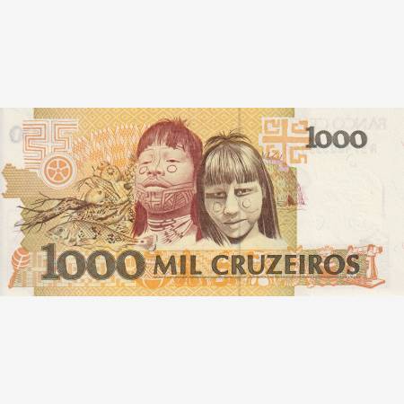 Brazilia 1000 cruzeiros 1990-1991. P 231a (L) Brazilia 1000 cruzeiros 1990-1991. P 231a (L)