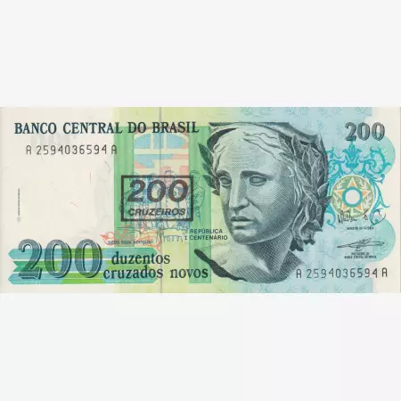 Brazilia 200 cruzeiros/200 cruzados  1990.   P 225b   (L)
