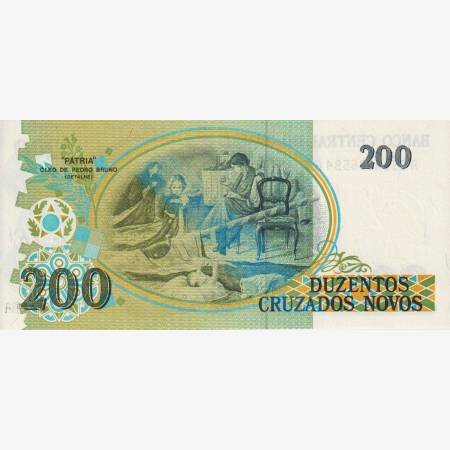 Brazilia 200 cruzeiros/200 cruzados 1990. P 225b (L) Brazilia 200 cruzeiros/200 cruzados 1990. P 225b (L)