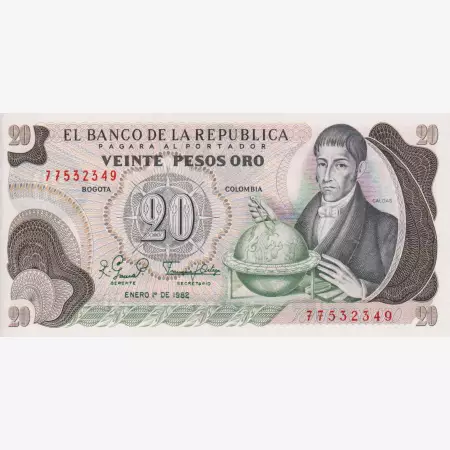 Kolumbia 20 pesos 1982.   P 409   (L)