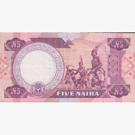 Nigéria 5 naira 1984-2001. P 24a (L) Nigéria 5 naira 1984-2001. P 24a (L)