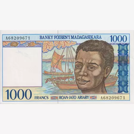 Madagaszkár 1000 francs 1994-1996.   P 76a   (L)