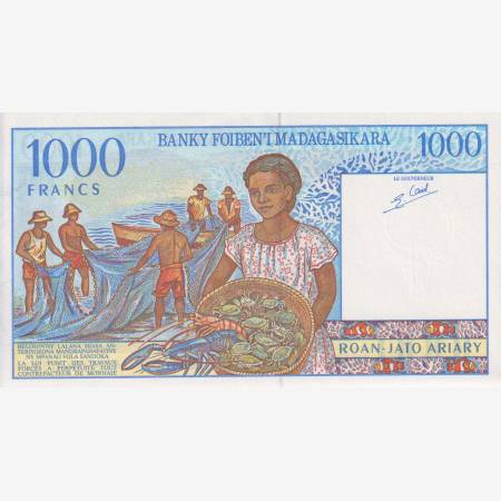 Madagaszkár 1000 francs 1994-1996. P 76a (L) Madagaszkár 1000 francs 1994-1996. P 76a (L)