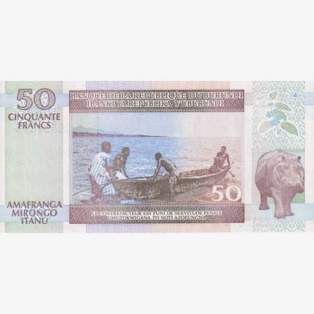 Burundi 50 francs 1994. P 36a (L) Burundi 50 francs 1994. P 36a (L)