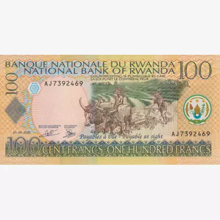 Rwanda 100 francs 2003.   P 29b