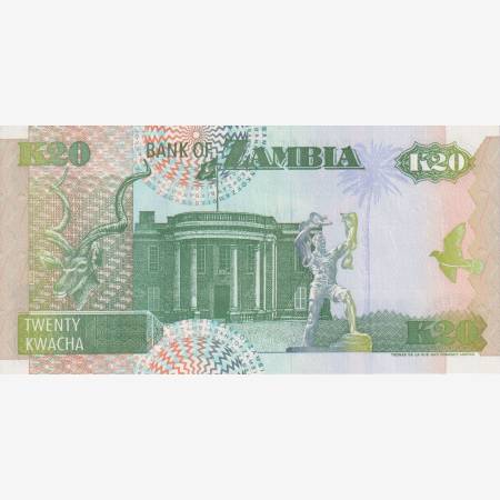 Zambia 20 kwacha 1992. P 36b Zambia 20 kwacha 1992. P 36b