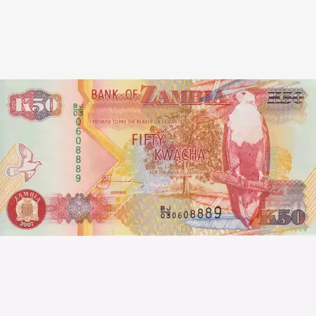 Zambia 50 kwacha 2007.  P 37f