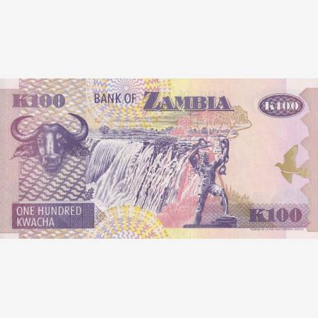 Zambia 100 kwacha 1992. P 38b Zambia 100 kwacha 1992. P 38b