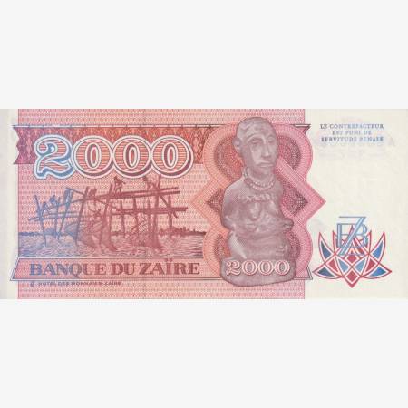 Zaire 2000 zaires 1991. P 36 Zaire 2000 zaires 1991. P 36