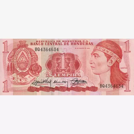 Honduras 1 lempira  1989.   P 68c