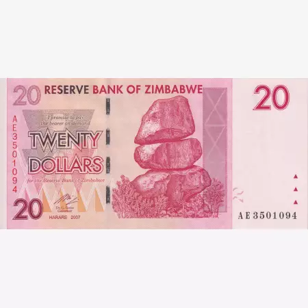 Zimbabwe 20 dollár 2007.   P 68