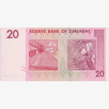 Zimbabwe 20 dollár 2007. P 68 Zimbabwe 20 dollár 2007. P 68