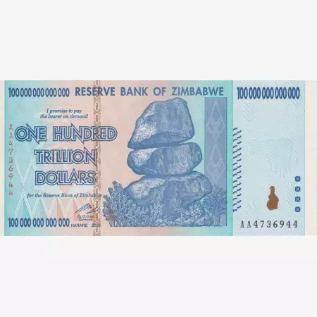 Zimbabwe 100 trilió dollár 2008.   P 91