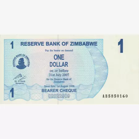 Zimbabwe 1 dollár 2006.   P 37