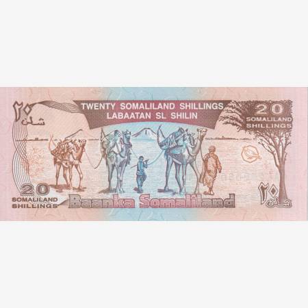 Somaliand 20 shillings 1996 P 3b Somaliand 20 shillings 1996 P 3b