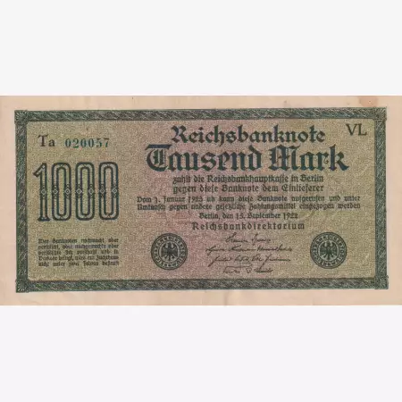 Németország 1000 marka 1922. Wz.31. vízjel