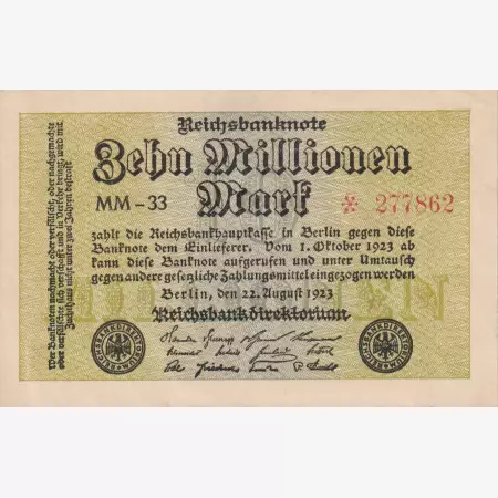 Németország 10 millió marka 1923.   P 106   Wz.47 vízjel