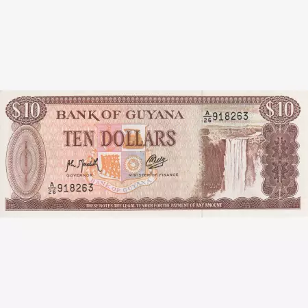 Guyana 10 dollár  1992.   P 23f