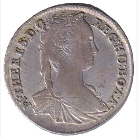 Mária Terézia XV. Krajcár 1743.KB Ezüst  563 6,4g  28mm