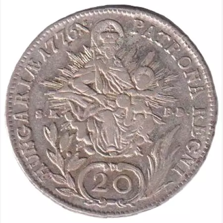 Mária Terézia 20. Krajcár 1776.B Ezüst  583 6,5g  28mm