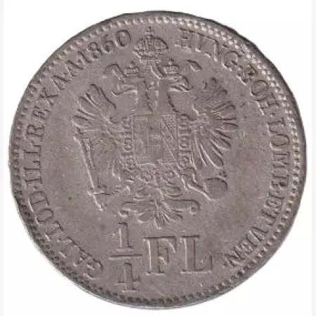 Ferenc József 1/4 Florin 1860.B Ezüst 520  5,3g  23mm