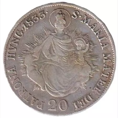 I. ferenc 20 krajcár 1833.B Ezüst 583  6,6g  26,6mm