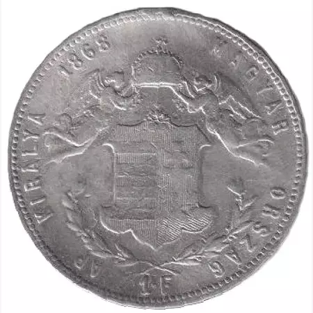 Ferenc József 1 Forint 1868.KB Ezüst 900  12,3g  29mm