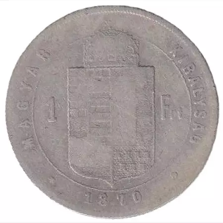 Ferenc József 1 Forint 1870.KB  Ezüst 900  12,34g  29mm RITKA!