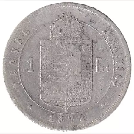 Ferenc József 1 Forint 1872.KB  Ezüst 900  12,34g  29mm RITKA!