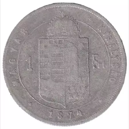 Ferenc József 1 Forint 1874.KB  Ezüst 900  12,34g  29mm RITKA!