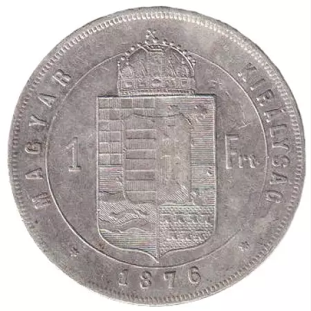 Ferenc József 1 Forint 1876.KB  Ezüst 900  12,34g  29mm