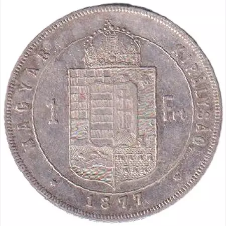 Ferenc József 1 Forint 1877.KB  Ezüst 900  12,34g  29mm
