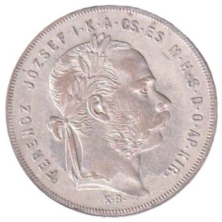 Ferenc József 1 Forint 1877.KB Ezüst 900 12,34g 29mm Ferenc József 1 Forint 1877.KB Ezüst 900 12,34g 29mm