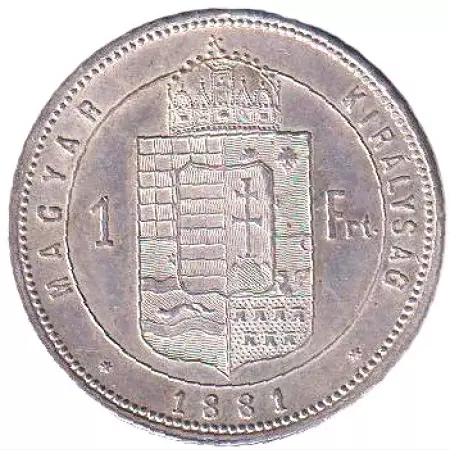 Ferenc József 1 Forint 1881.KB  Ezüst 900  12,34g  29mm