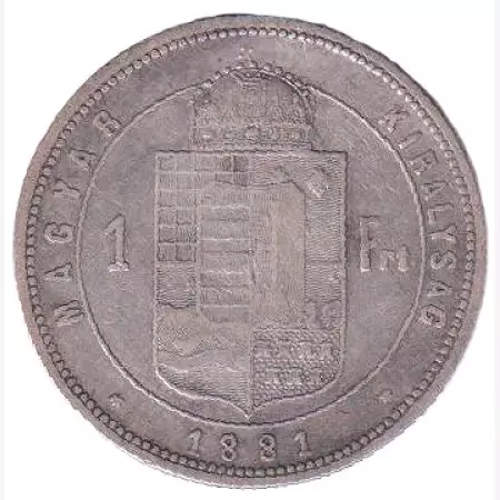 Ferenc József 1 Forint 1881.KB  Ezüst 900  12,34g  29mm