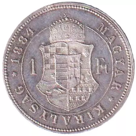 Ferenc József 1 Forint 1884.KB  Ezüst 900  12,34g  29mm
