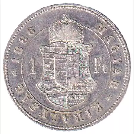 Ferenc József 1 Forint 1886.KB  Ezüst 900  12,34g  29mm