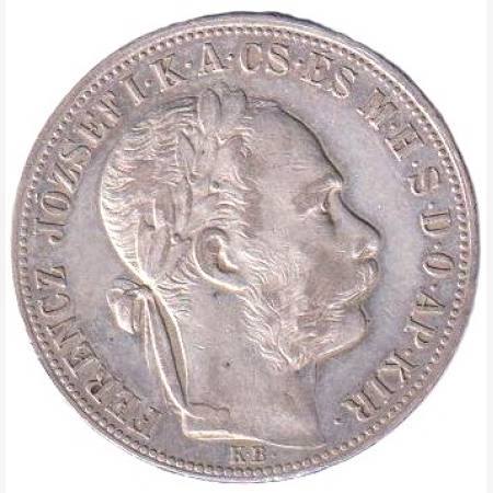 Ferenc József 1 Forint 1886.KB Ezüst 900 12,34g 29mm Ferenc József 1 Forint 1886.KB Ezüst 900 12,34g 29mm
