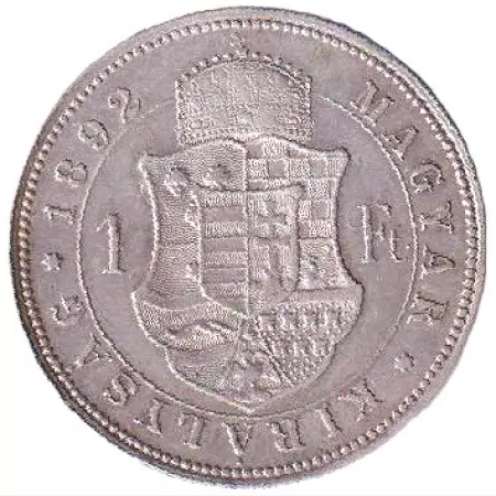 Ferenc József 1 Forint 1892.KB  Fiume Ezüst 900  12,34g  29mm