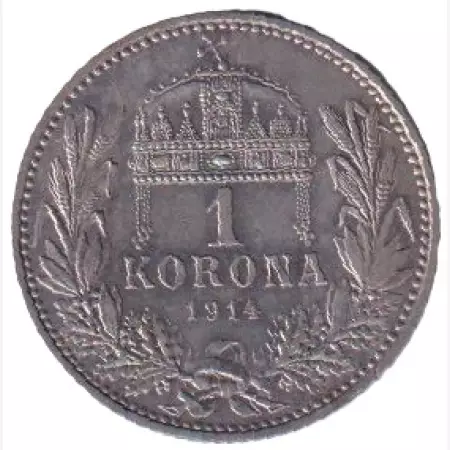 Ferenc József 1 korona 1914.KB  Ezüst 835  5g  23mm