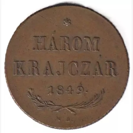 Szabadságharc 3 krajcár 1849.NB  Bronz