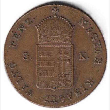 Szabadságharc 3 krajcár 1849.NB Bronz Szabadságharc 3 krajcár 1849.NB Bronz