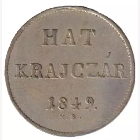 Szabadságharc 6 krajcár 1849.NB  Ezüst  4375  2,23g  20mm
