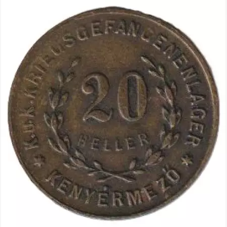 Hadifogolytábor Kenyármező 20 fillér 1915. Bronz 21.2mm