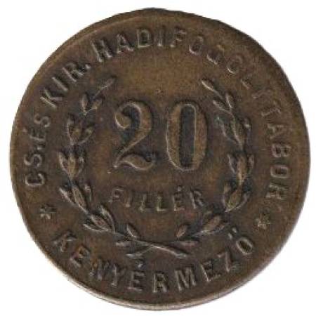 Hadifogolytábor Kenyármező 20 fillér 1915. Bronz 21.2mm