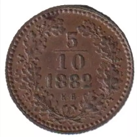 Ferenc József 5/10 krajcár 1882.KB  Bronz