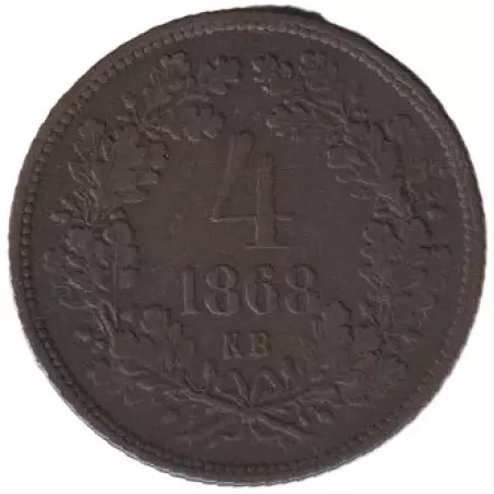 Ferenc József 4 krajcár 1868.KB  Bronz