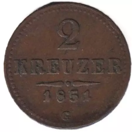 Ferenc József 2 krajcár 1851.G  Bronz