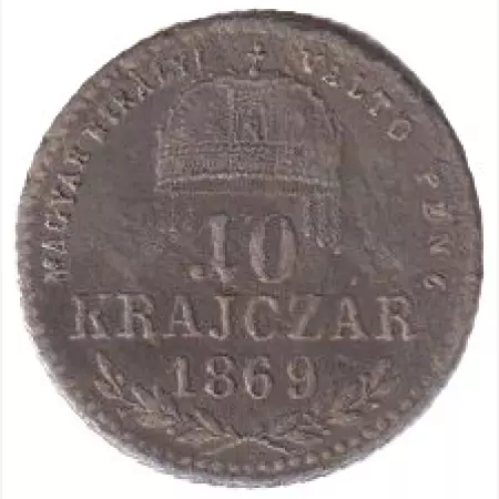 Ferenc József 10 krajcár 1869.KB  Ezüst 400  1,66g  19mm