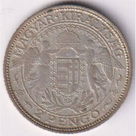 2 Pengő 1939. Ezüst 640 10g 27mm 2 Pengő 1939. Ezüst 640 10g 27mm